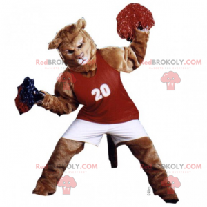 Leeuw mascotte gekleed als een pomponmeisje - Redbrokoly.com