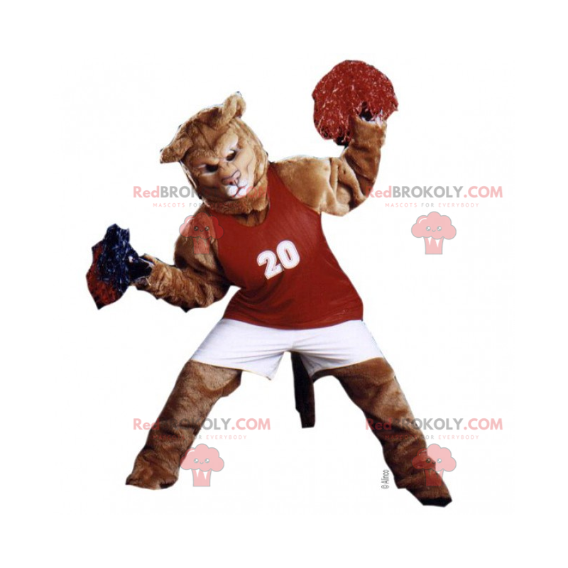 Mascotte de lion en tenue de pompon girl - Redbrokoly.com