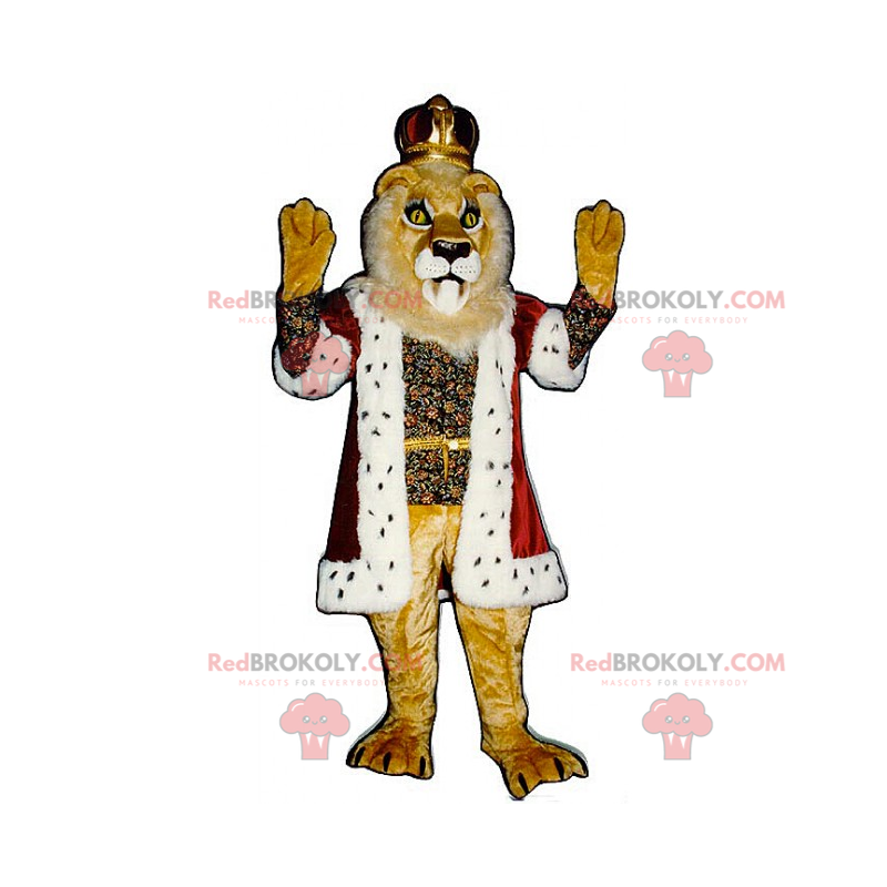 Mascota león vestida como un rey con corona - Redbrokoly.com Mascota león vestida como un rey con corona - Redbrokoly.com