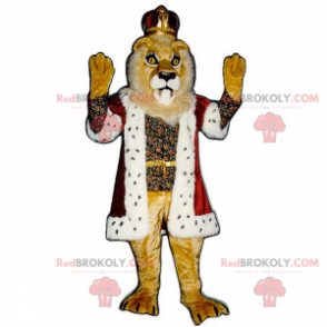 Mascotte leone vestito da re con corona - Redbrokoly.com