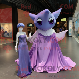 Lavendel Manta Ray maskot...