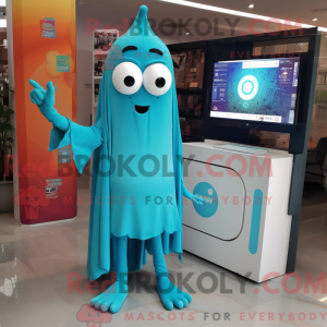 Turkis TV-maskotdraktfigur...