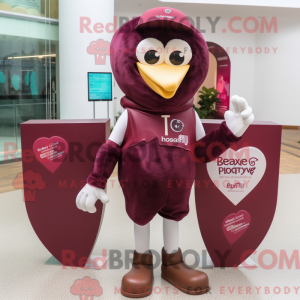 Maroon Heart maskot kostume...
