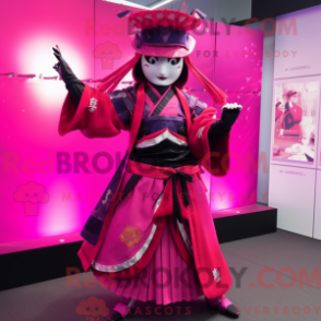 Fantasia de mascote Samurai magenta com saia e luvas - Mascotes samurais - REBROKO_255336 - RedBrokoly.com