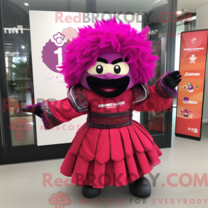 Fantasia de mascote Samurai magenta com saia e luvas - Mascotes samurais - REBROKO_255339 - RedBrokoly.com