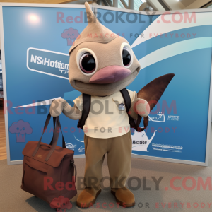 Brun sværdfisk maskot...