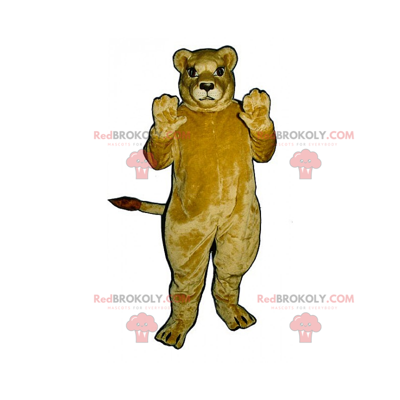 Leoa mascote bege com olhos grandes - Redbrokoly.com Leoa mascote bege com olhos grandes - Redbrokoly.com