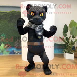 Sort Jaguar maskot kostume...