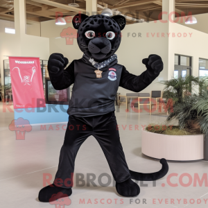 Sort Jaguar maskot kostume...