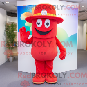 Red Rainbow maskot kostume...