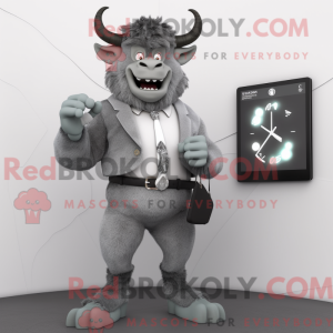 Grå Minotaur maskot kostume...