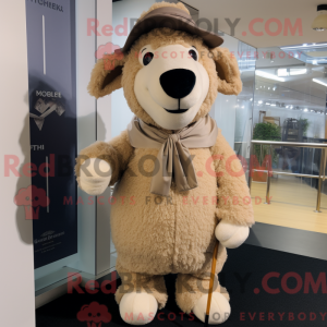 Beige Suffolk Sau maskot...