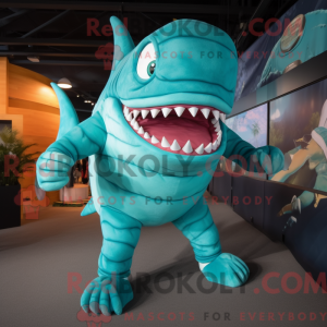 Turquoise Megalodon mascot...