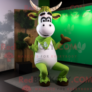 Grøn Jersey Cow maskot...