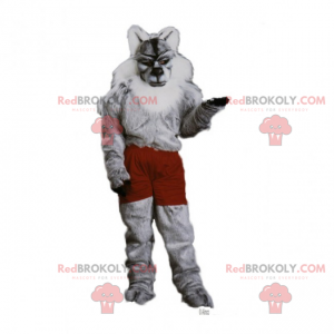 Mascota lobo en pantalones cortos - Redbrokoly.com