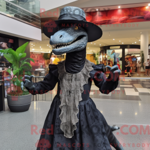 Sort Allosaurus maskot...