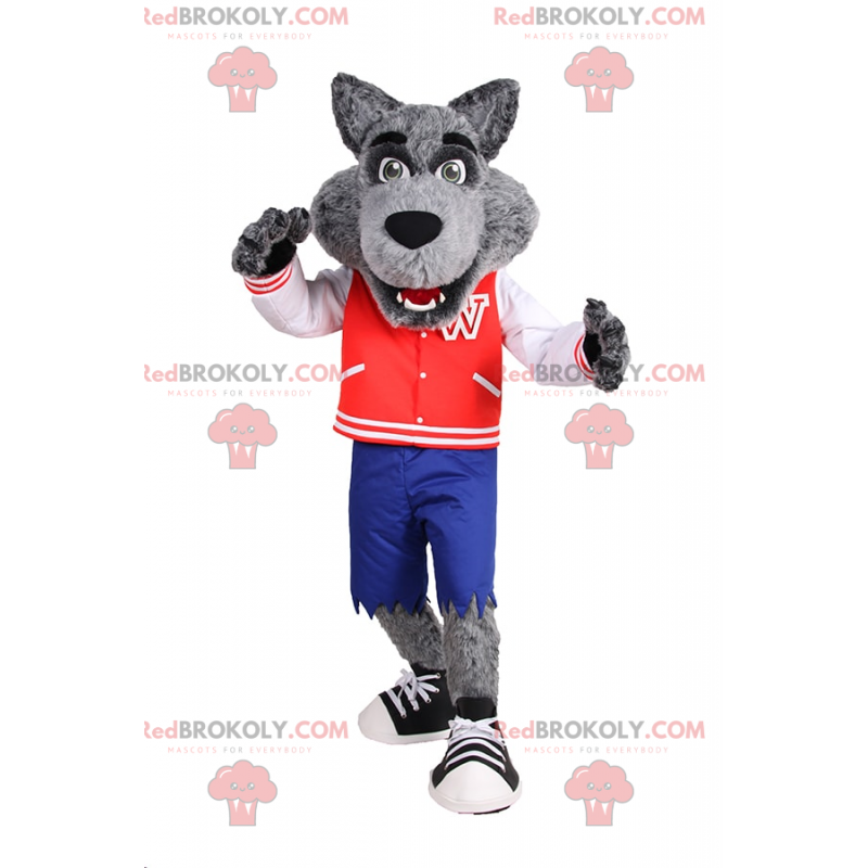 Mascota lobo en traje deportivo adolescente - Redbrokoly.com