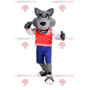 Wolf mascotte in sportieve tieneroutfit - Redbrokoly.com