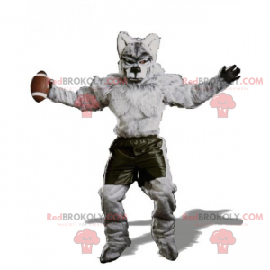 Mascota lobo vestida de fútbol americano - Redbrokoly.com