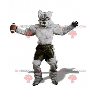 Wolf Maskottchen im American Football gekleidet - Redbrokoly.com