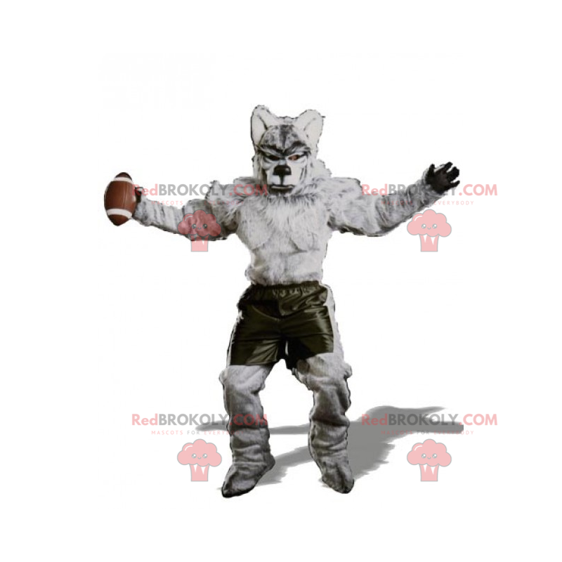 Wolf mascot dressed in American football - Redbrokoly.com