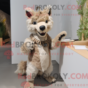 Beige hyena-mascottekostuum...