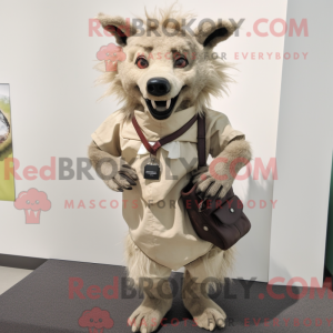Beige hyena-mascottekostuum...
