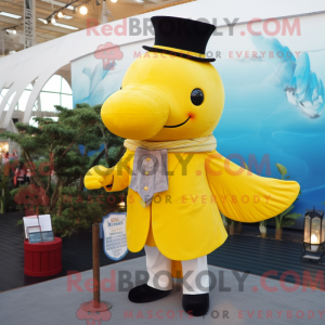 Gele walvis mascottekostuum...