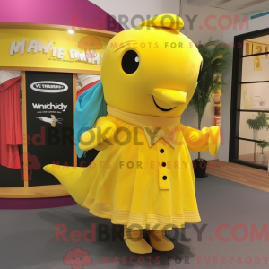 Gul hval maskot kostume...