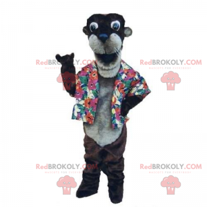 Mascotte de loutre avec chemise - Redbrokoly.com