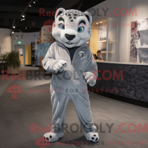 Sølv Gepard maskot drakt...