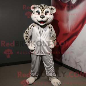 Sølv Cheetah maskot kostume...