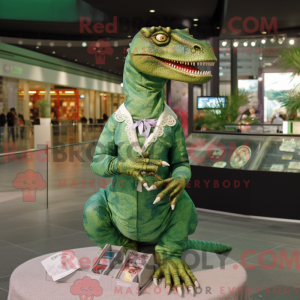 Grøn Allosaurus maskot...
