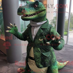 Grøn Allosaurus maskot...
