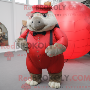 Rød Glyptodon maskot...