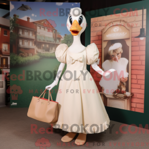 Beige Swans maskot kostume...