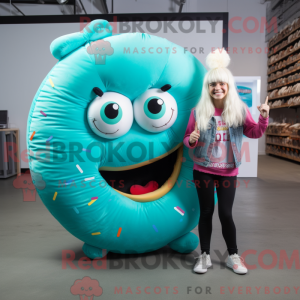 Teal Donut Maskottchen...