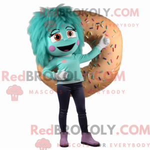 Teal Donut mascot costume...