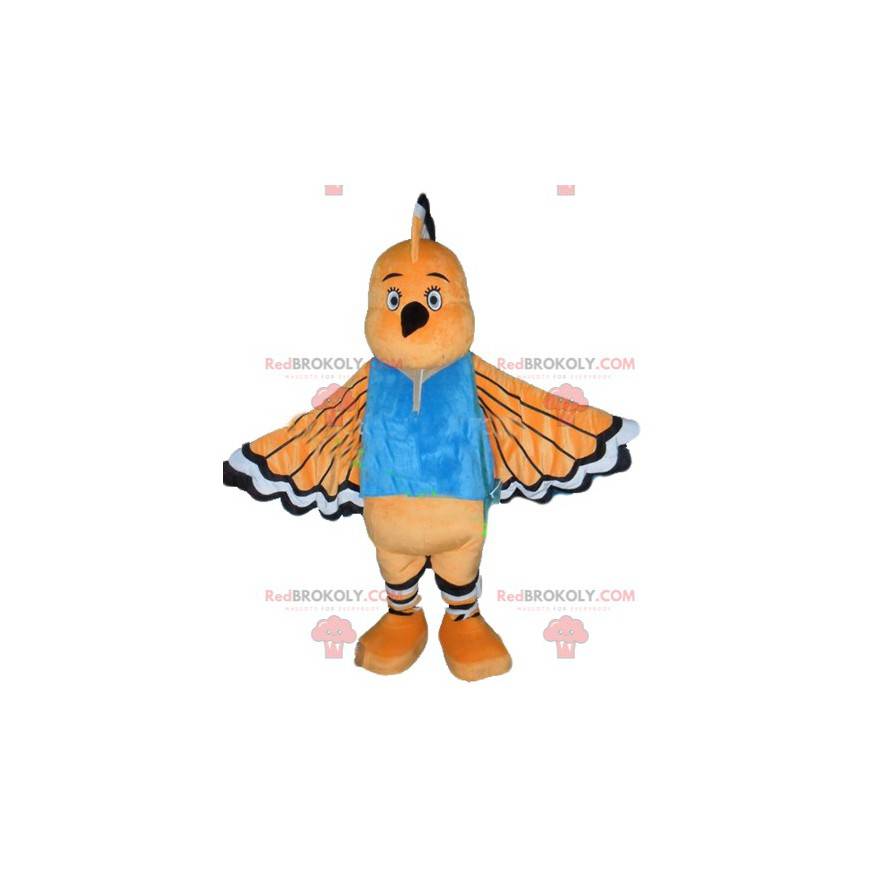 Mascot orange white and black bird with a long beak -