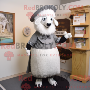 Silver Suffolk Sheep mascot...
