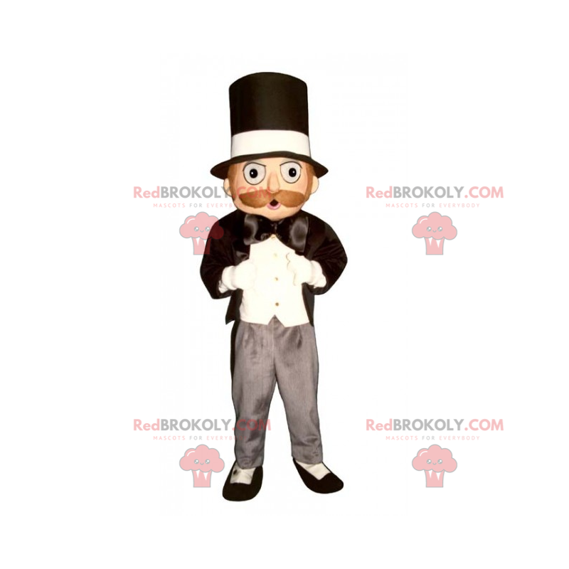 Mascotte del mago con cappello a cilindro - Redbrokoly.com