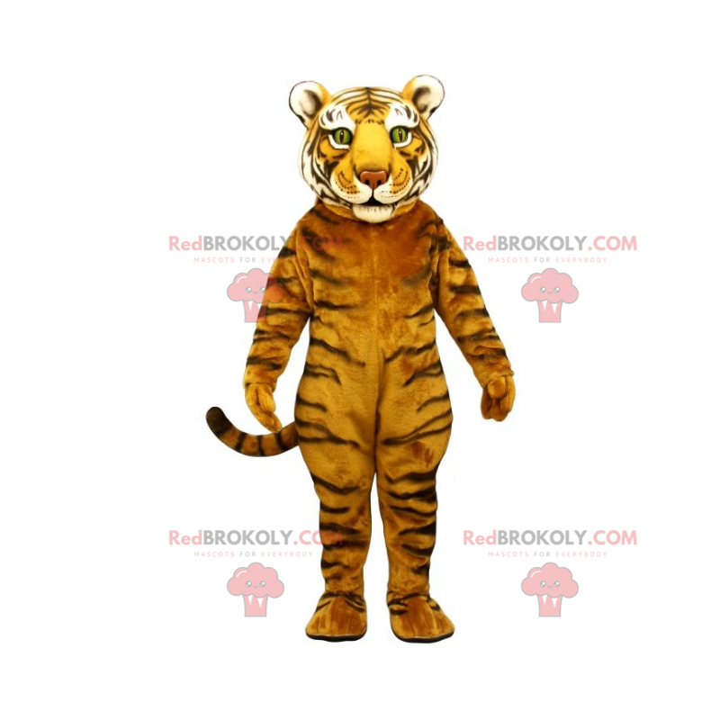 Mascote tigre majestoso com olhos verdes - Redbrokoly.com