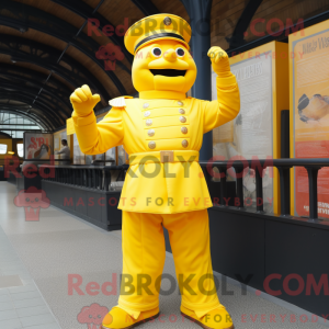 Gele mascottekostuum van de...