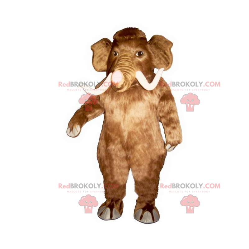 Mascot mamut marrón y colmillos blancos - Redbrokoly.com