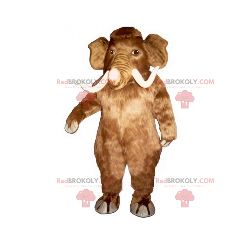 Maskottchen braunes Mammut und weiße Stoßzähne - Redbrokoly.com