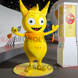 Gele duivel mascottekostuum...