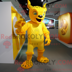 Yellow Devil maskot kostume...