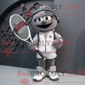 Gray Tennis Racket mascot...