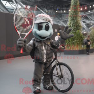 Gray Tennis Racket mascot...