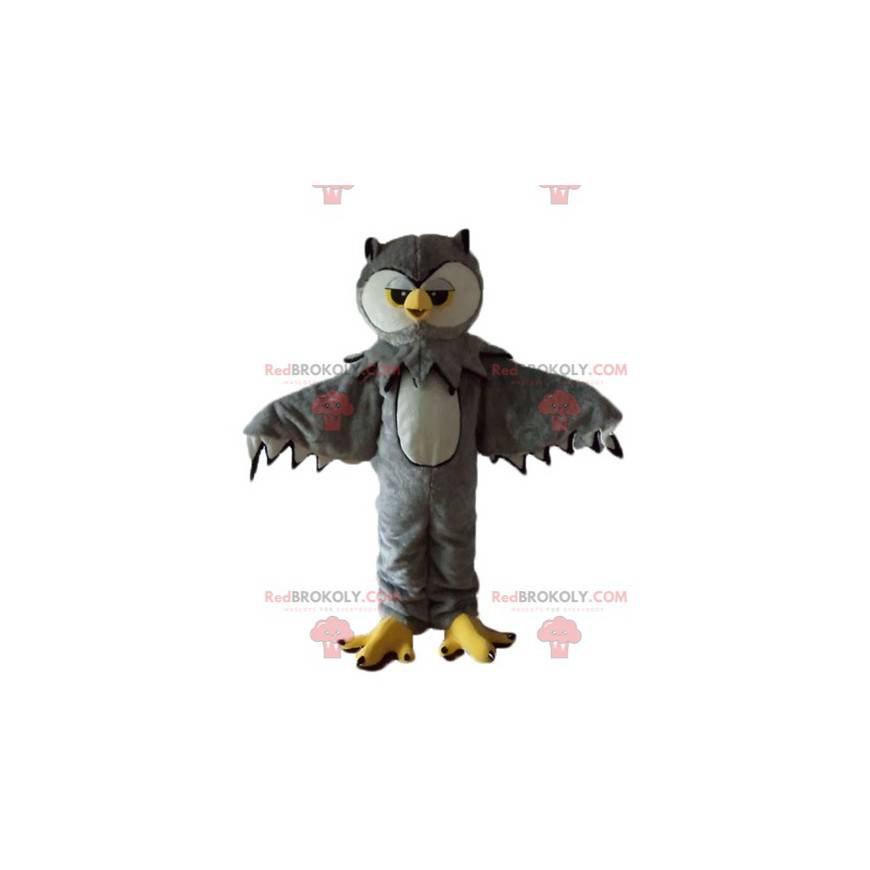 Mascota búho gris blanco y amarillo muy realista - Mascota búho gris blanco y amarillo muy realista -